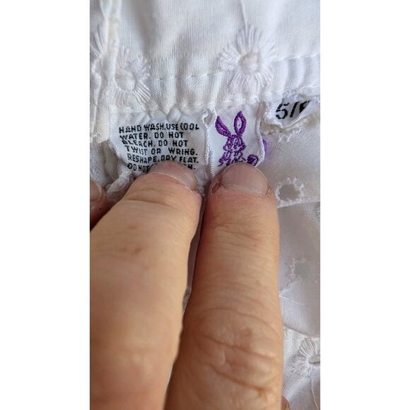 Juniors White High Rise Wide Leg Swim Cover Pants 5/6 Boho Beach Eyelet Coastal - Picture 7 of 7